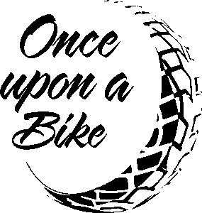 logo mit Motorradreifen und Schriftzug "Once upon a bike"
